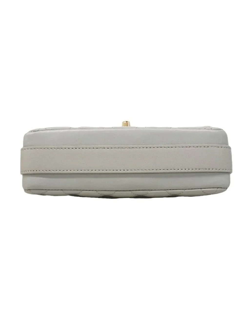 Chanel Shoulder Bag Quilted Lambskin Gray Champagne Gold